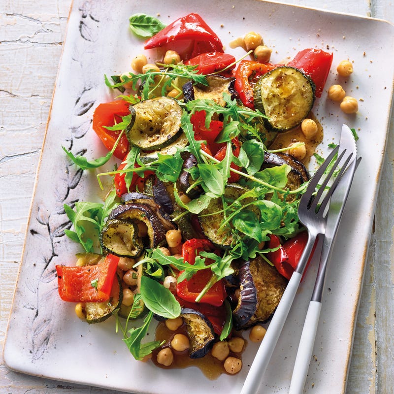 Foto van Salade van gegrilde groenten met kikkererwten door WW