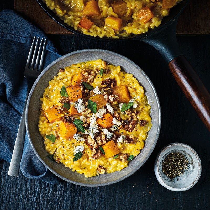 Kürbis-Blauschimmelkäse-Risotto