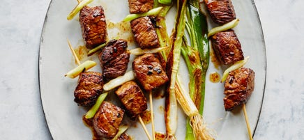 Sweet and savoury beef and scallion bites