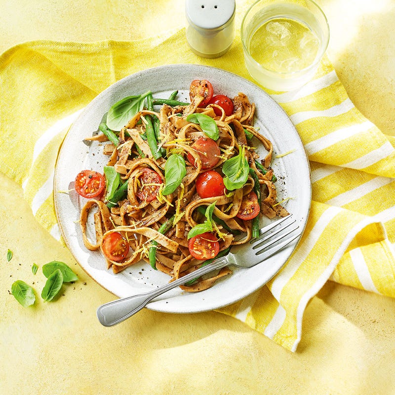 Photo of Olive tapenade pasta with green beans & cherry tomatoes by WW