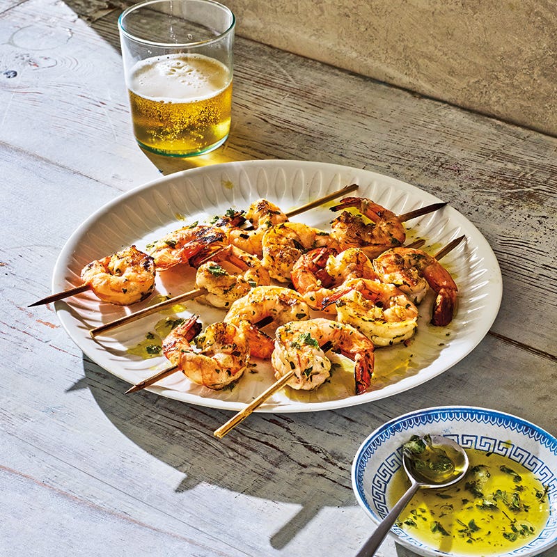 Lemon-oregano grilled shrimp