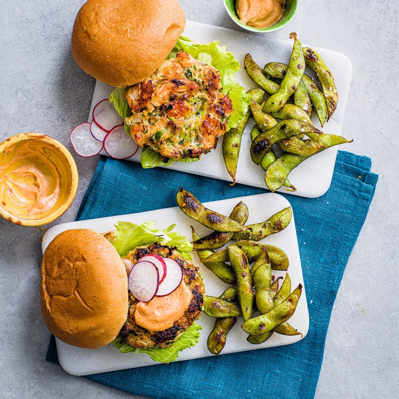 Photo of Prawn burgers with edamame pods by WW