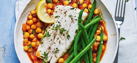 Poisson à la sauce tomates de pois chiches