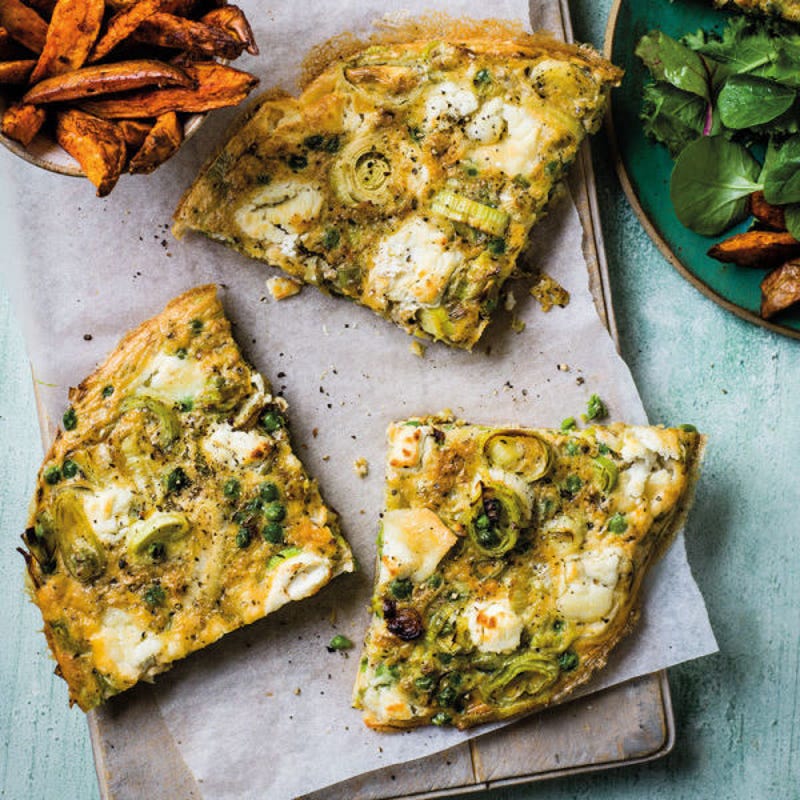 Photo de/du Omelette poireaux, petits pois et chèvre par WW