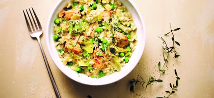 Risotto au poulet et poireaux