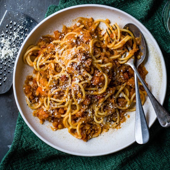 Spaghetti à la bolognaise de lentilles
