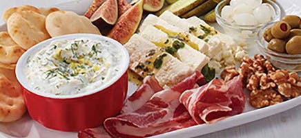 Greek style charcuterie platter - Greek yogurt dip recipe