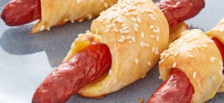 Turkey pepperoni in blankets
