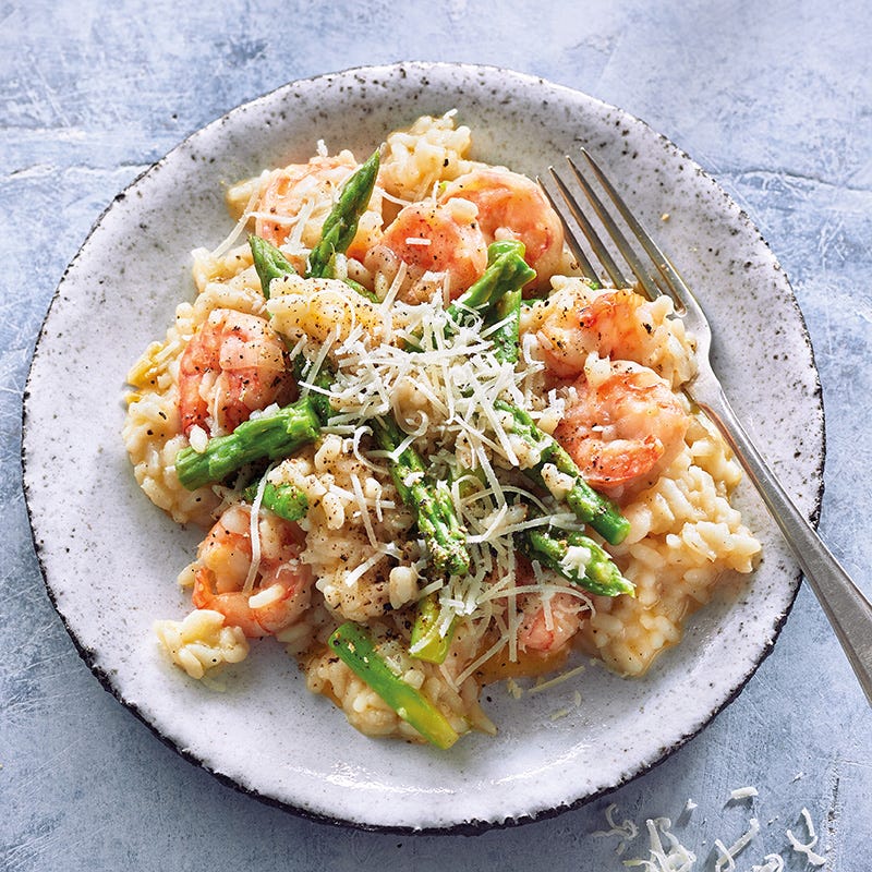 Spargelrisotto mit Crevetten