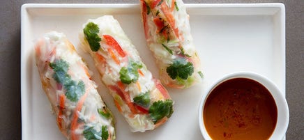 Chicken Summer Rolls with Peanut Dipping Sauce
