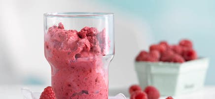 Sorbet framboise au soja et au sirop d’érable