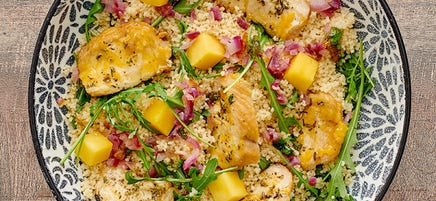 Grilled chicken with couscous-mango salad