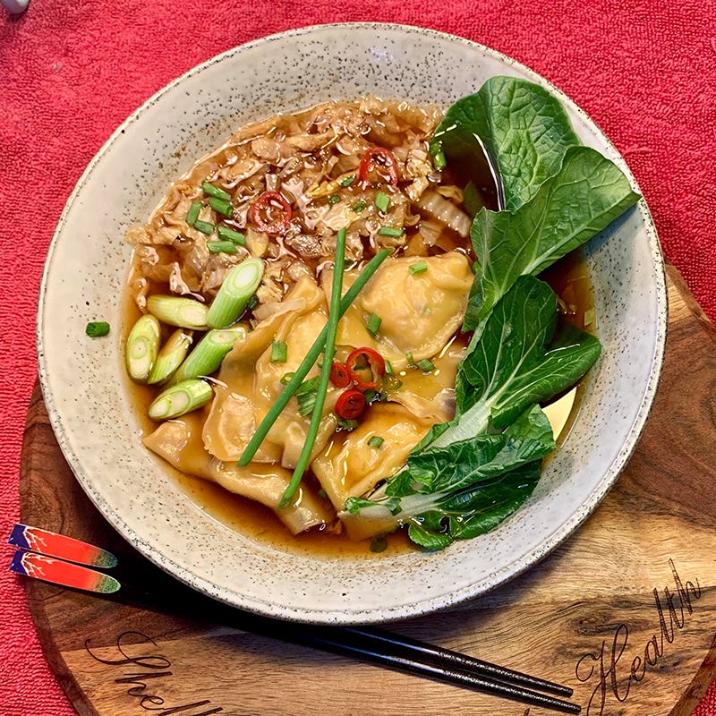 Wonton and miso soup