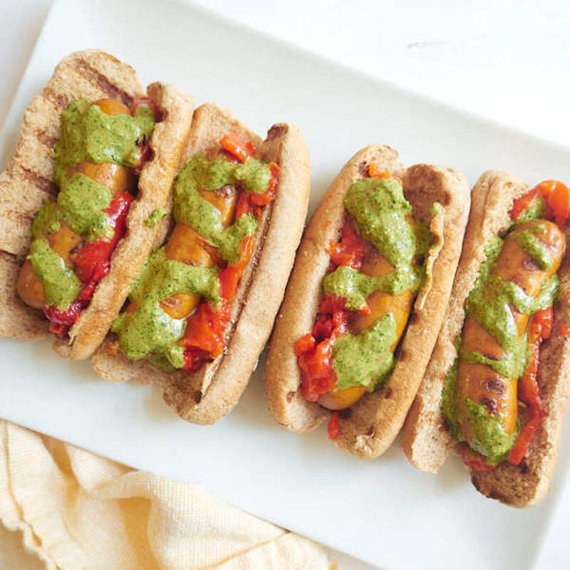 Photo of Chorizo dogs with mojo verde drizzle by WW