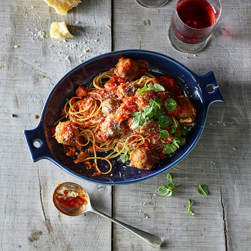 ViktVäktarna - Spaghetti med mozzarellafyllda köttbullar och tomatsås