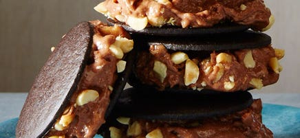 Mini chocolate peanut butter ice cream sandwiches
