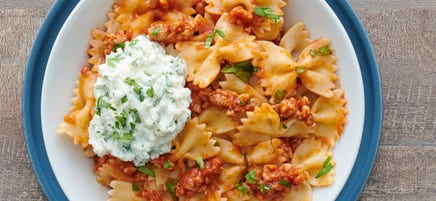 Pasta with sausage and ricotta