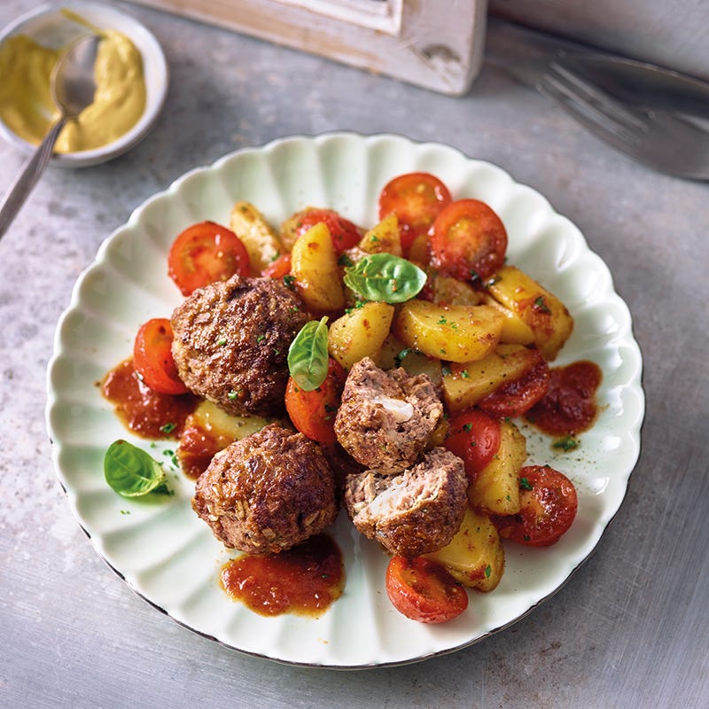 Foto van Aardappelsalade met tomaten en gehaktballetjes door WW