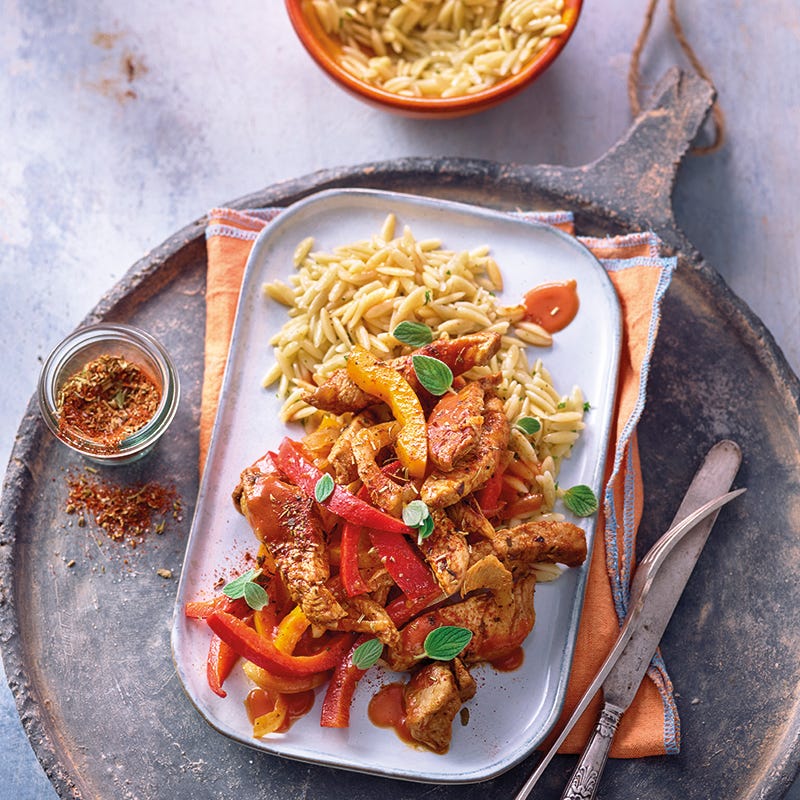 Foto van Paprika-gyros met Griekse pasta door WW