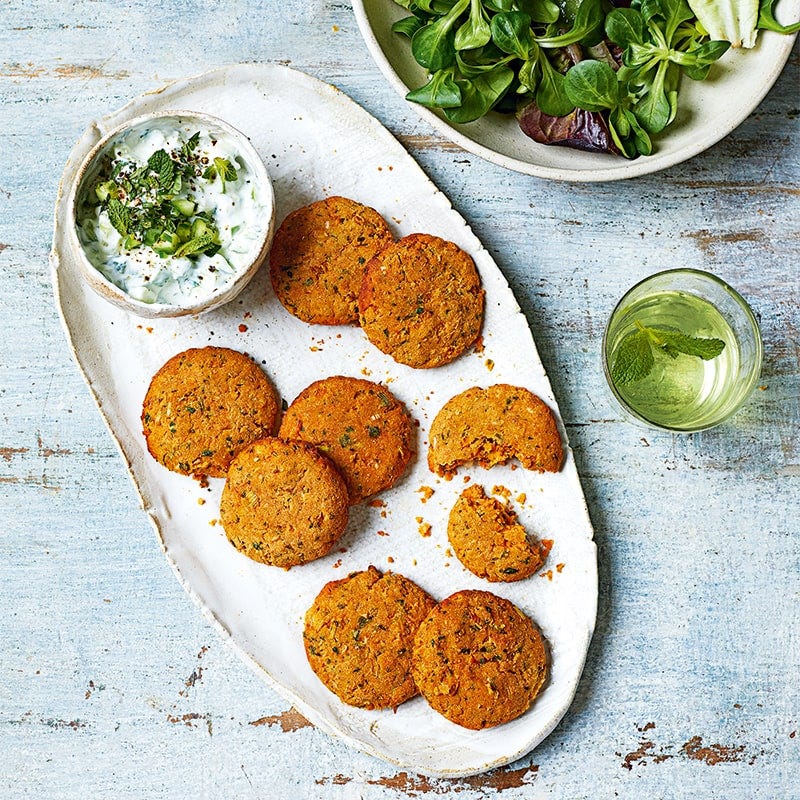 Butter bean fritters with yoghurt dip