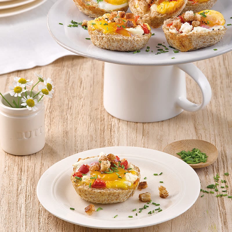 Toastmuffins mit Ei und Feta