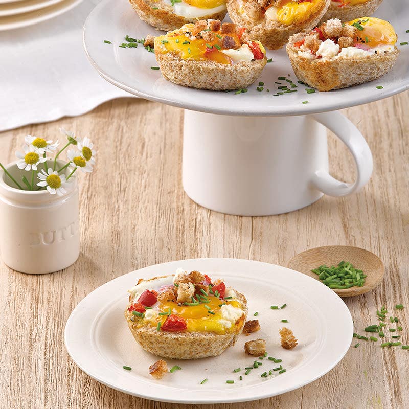 Toastmuffins mit Ei und Feta