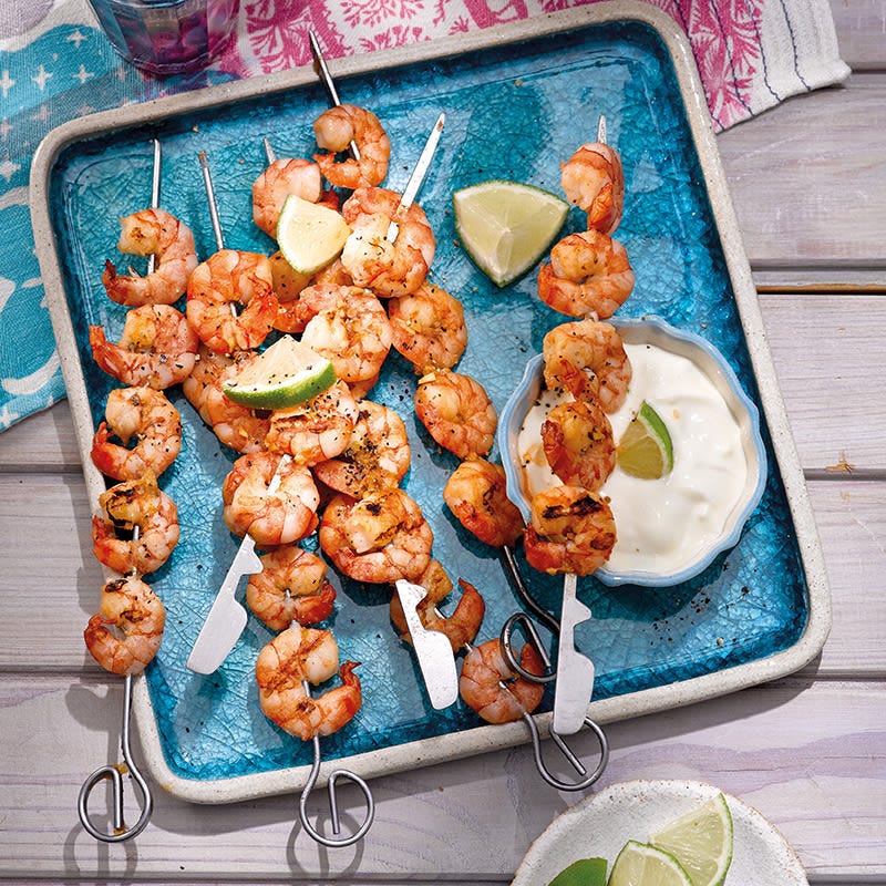 Crevetten-Limetten-Spiesse mit Aioli