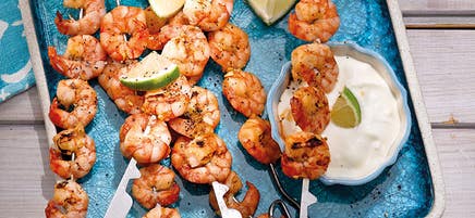 Crevetten-Limetten-Spiesse mit Aioli