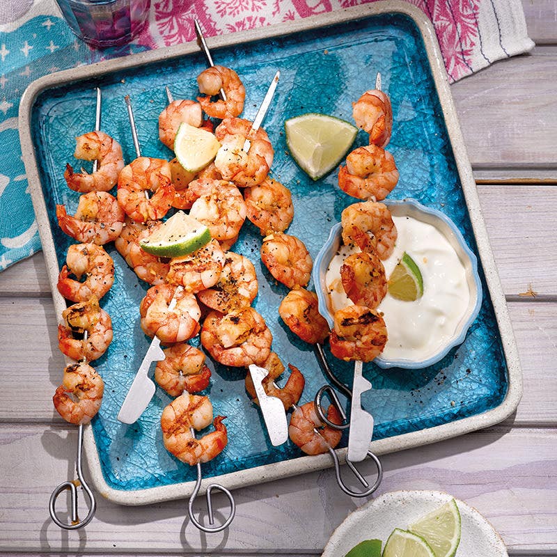 Crevetten-Limetten-Spiesse mit Aioli