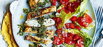 Grilled chicken with mint chimichurri
