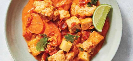 Red curry tofu and vegetable stew