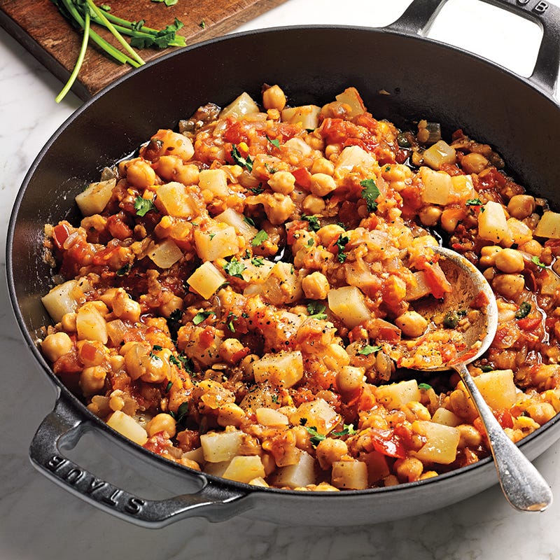 Spiced chickpeas with tomatoes and potatoes