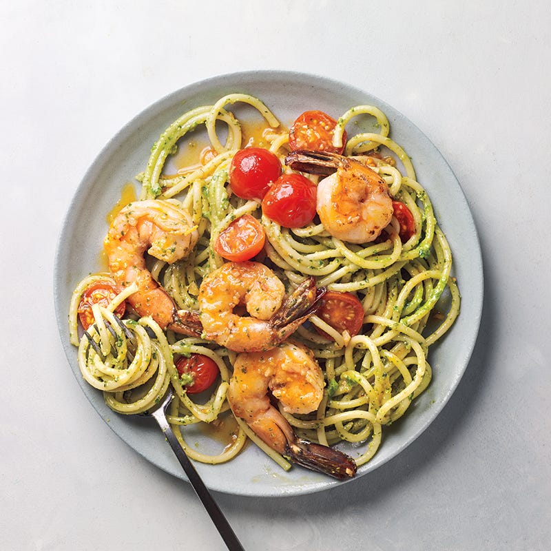 Pesto prawn pasta