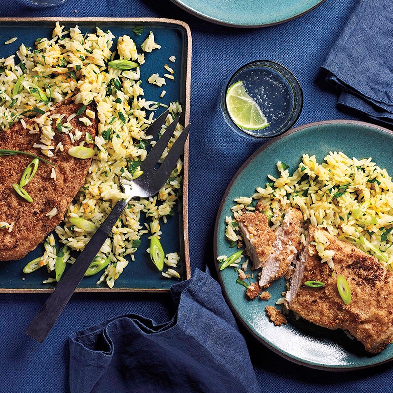 Honey-ginger chicken with orange rice