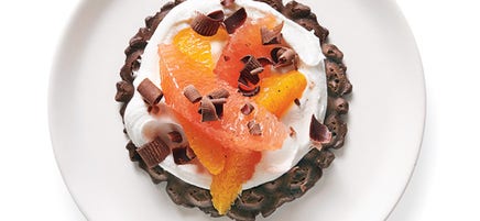 Chocolate pizzelle fruit tart
