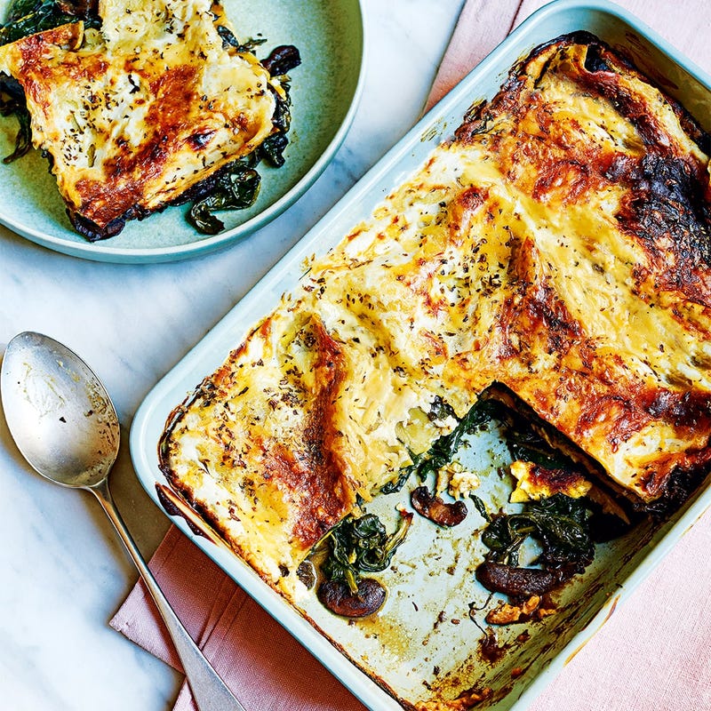 Mushroom and spinach lasagne