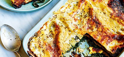 Mushroom and spinach lasagne