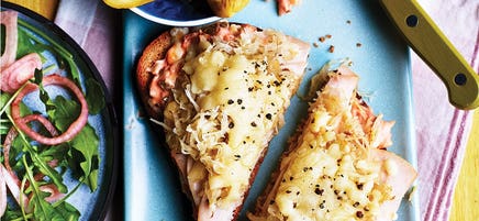 New York-style open turkey sandwich