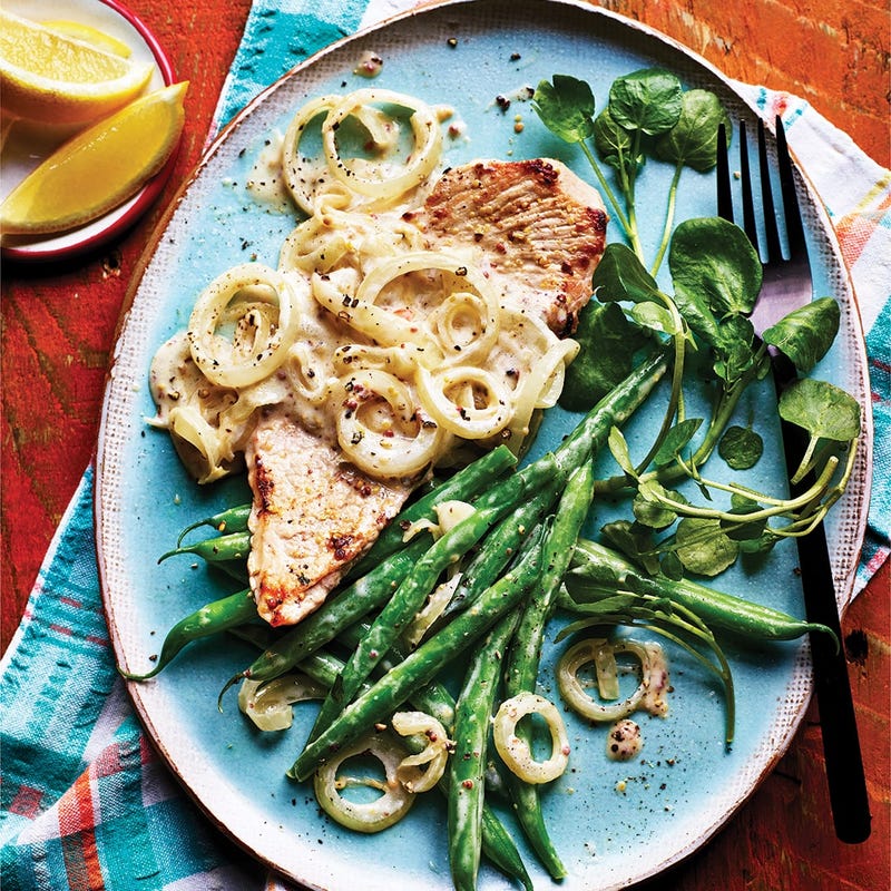 Pork steaks with creamy mustard sauce