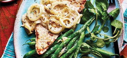 Pork steaks with creamy mustard sauce