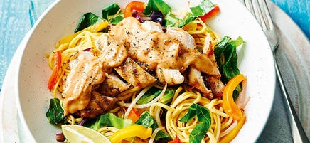 Satay chicken noodle bowl