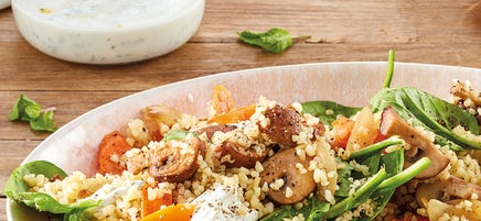 Bulgur-Champignon-Pfanne mit Minzjoghurt