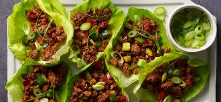 Spicy pork and veggie lettuce wraps