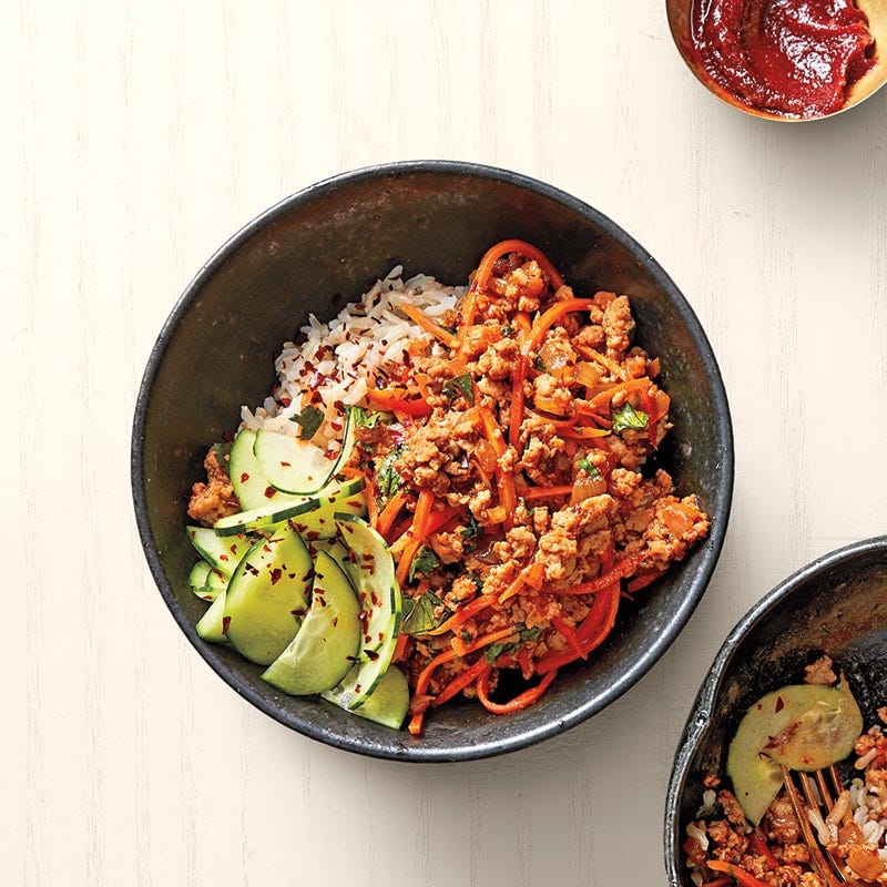 Korean chicken and rice bowls