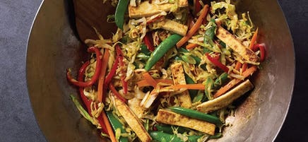 Spiced tofu with peanut sauce
