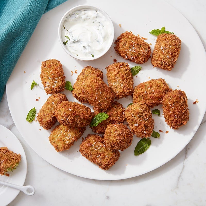 Air fryer zucchini tots with yoghurt sauce