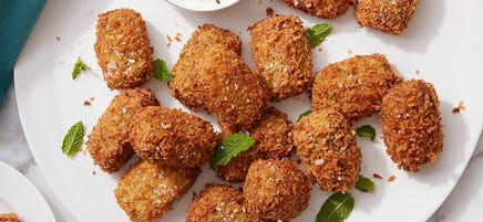 Air fryer zucchini tots with yoghurt sauce