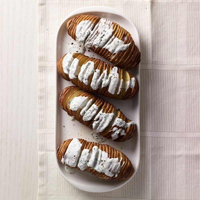 Air fryer hasselback potatoes with ranch