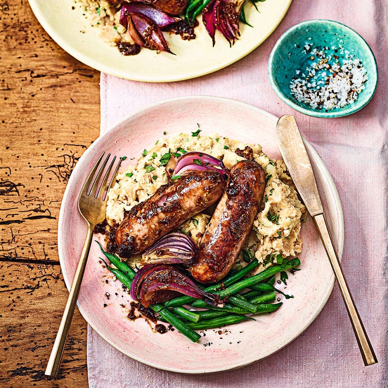 Photo of Balsamic-glazed sausages with roasted garlic mash by WW