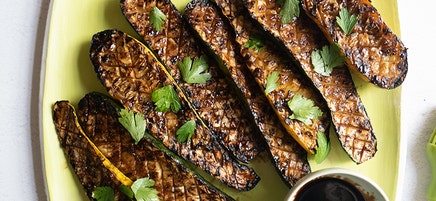 Grilled summer squash with balsamic glaze
